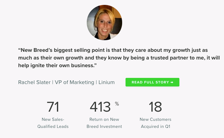 New Breed Marketing's webinar registration form