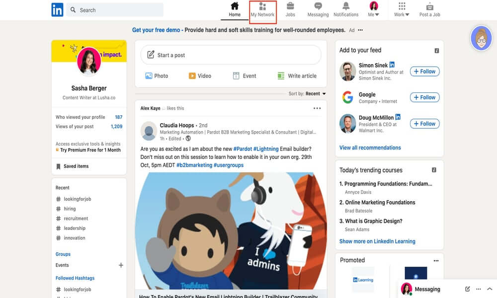 How to export LinkedIn contacts