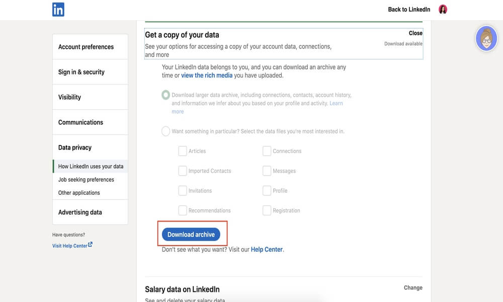 How to export LinkedIn contacts