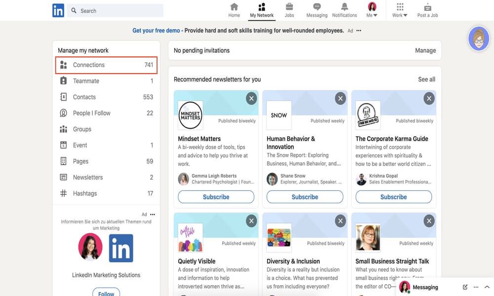 Exporting LinkedIn contacts