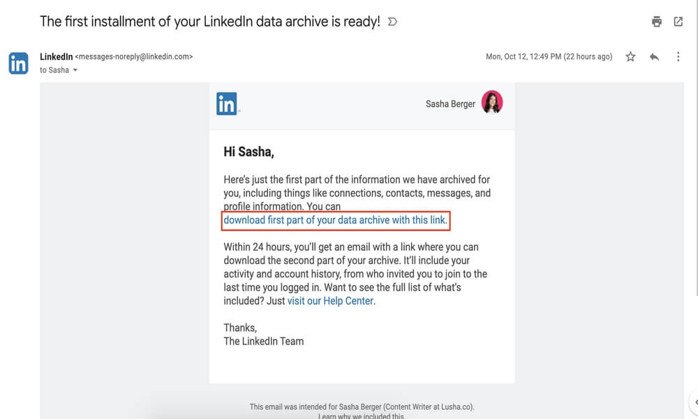How to export LinkedIn contacts